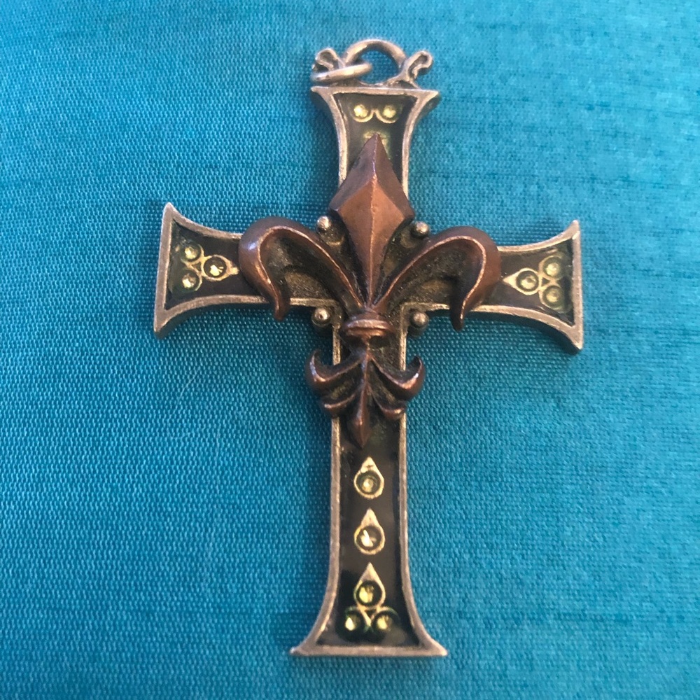 Gothic cross charm in genuine silver